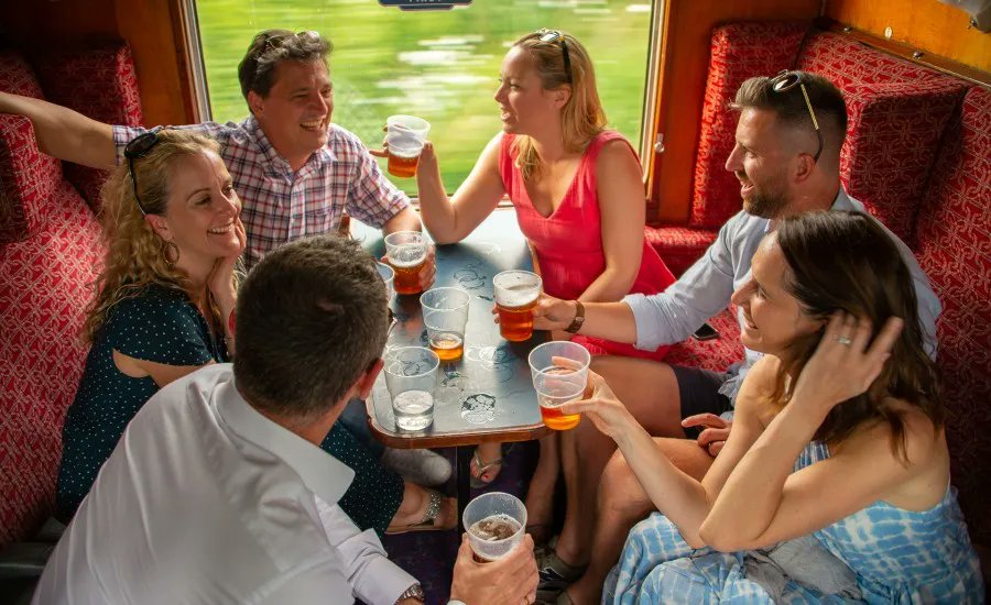 Watercress_Line's tweet image. Fancy a night out? With cheap beer? 
Try our famous Real Ale Train, serving real ale on the train whilst travelling through the Hampshire countryside. Only £4 a pint! More info &amp;amp; to book: buff.ly/3LSBQlU 
#watercressline #cheapbeer #Hampshire 
@visithampshire @king_alf