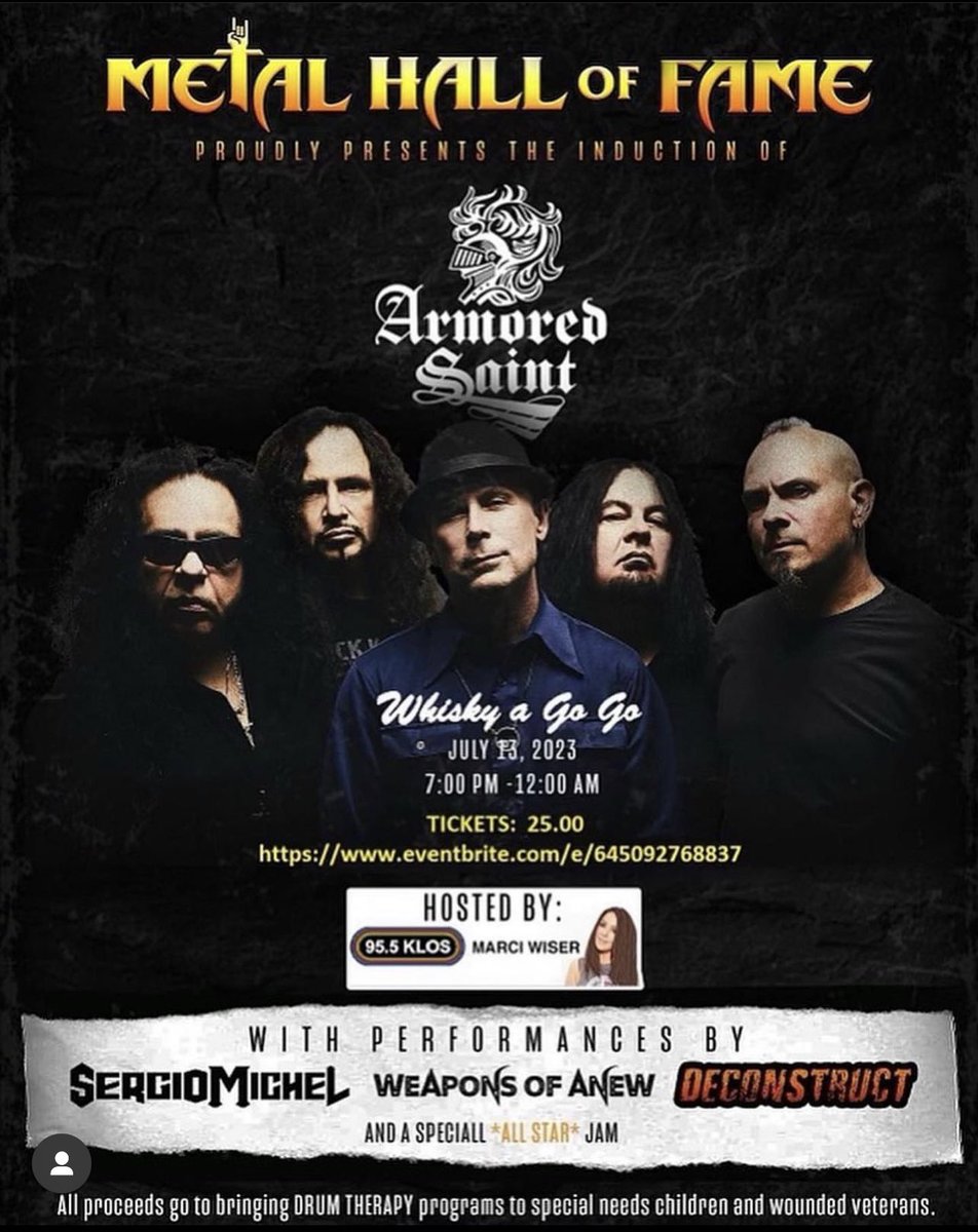 Whose coming? July 13th we are back at the Whisky A GoGo playing the Metal Hall of Fame show! 🔥 Get your tickets now. All proceeds go to support Drum Therapy programs to special needs children! Hosted by Marci Wiser @klos955 @marciwiser #metalhalloffame #deconstruct
