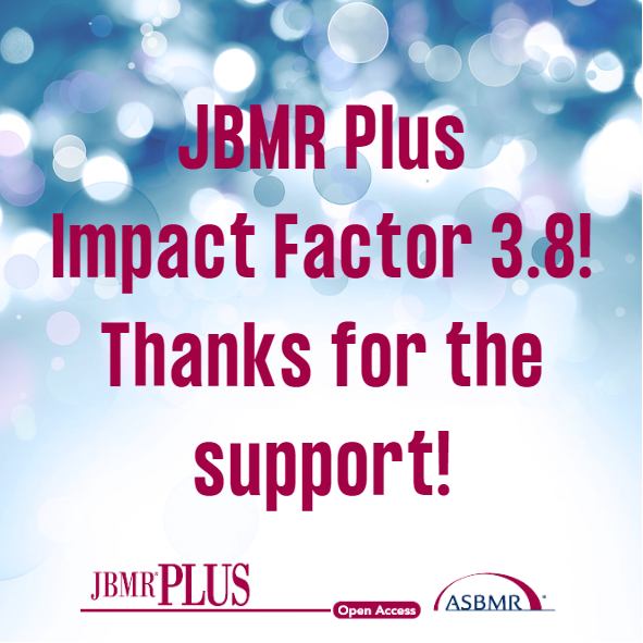 Exciting news to share!📢<a href="/JBMRPlus/">JBMRPlus</a> just received a first Journal Impact Factor of 3.8! Thank you to all Editors, Authors, Reviewers, and other contributors, and thank you to all of the <a href="/ASBMR/">ASBMR</a> members who have supported #JBMRPlus since its launch!🎉#openaccess #freetoread