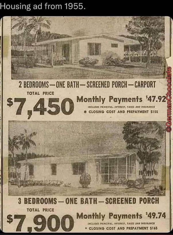 A 3-bedroom house cost $7,900 in 1955! #housingprices #costofliving #housing