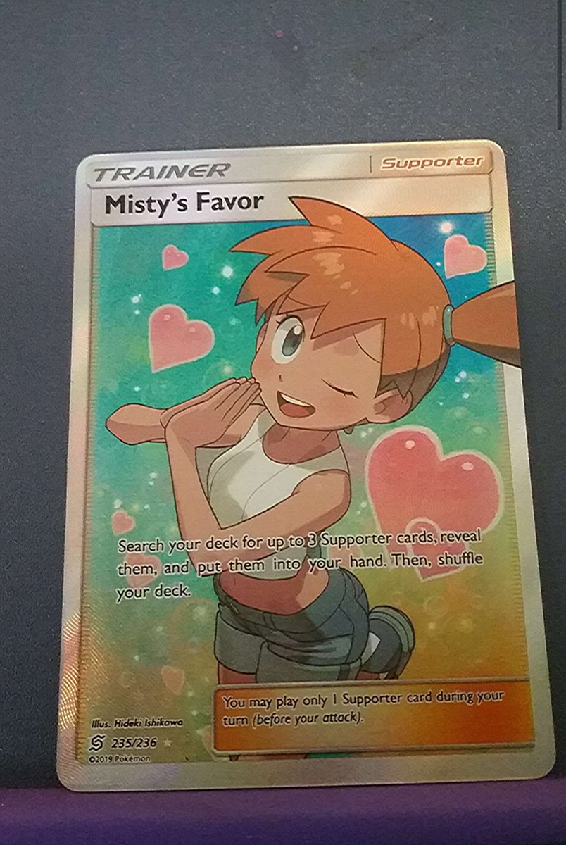 MistyBangers's tweet image. We have the beautiful SM #unifiedMinds Ultra Rare Misty’s Favor Full Art! One of my favorite Misty’s in my collection! I’ll never get rid of the 3 I have, but I will grade and shoot for 10s!🙏 What’s your favorite Misty card?
#Pokemon #PokemonTCG #mistysfavor #pokemoncollector