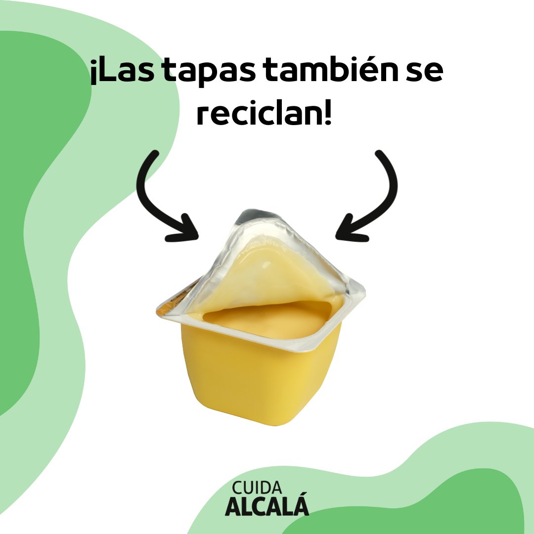 💥 Efectivamente, las tapas tanto de yogures como de cualquier envase se reciclan. 

👉 Ya sean o no de plástico, deben ir al contenedor amarillo. 
🧃 Pues son parte de los envases. 

🖐️Eso sí, las tapas y/o tapones de las botellas de vidrio, también van al contenedor amarillo.