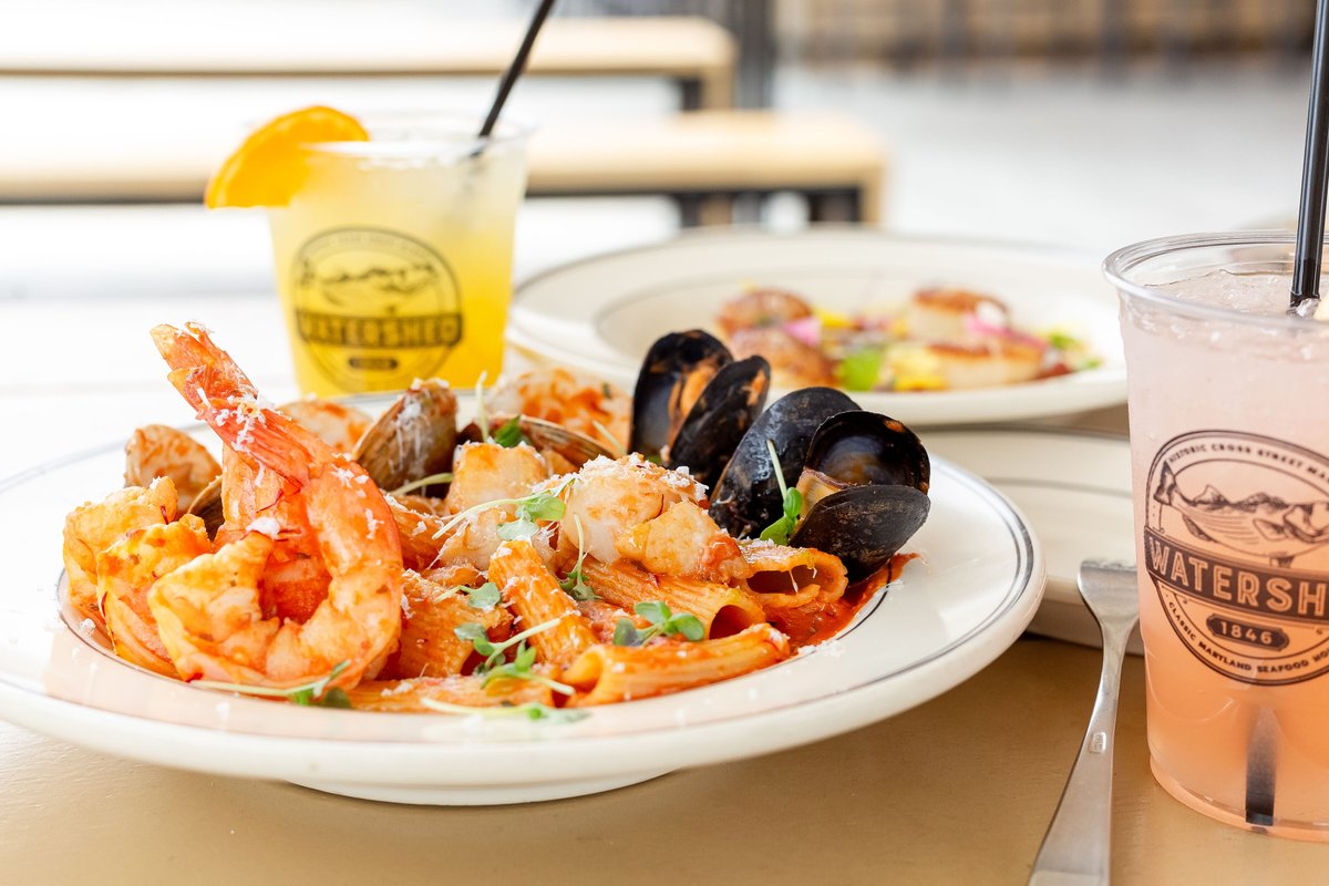 Seafood Pasta | Rigatoni • Shrimp • Scallops • Clams • Crab • Mussels • Sundried Tomato • Fra Diavolo • Basil