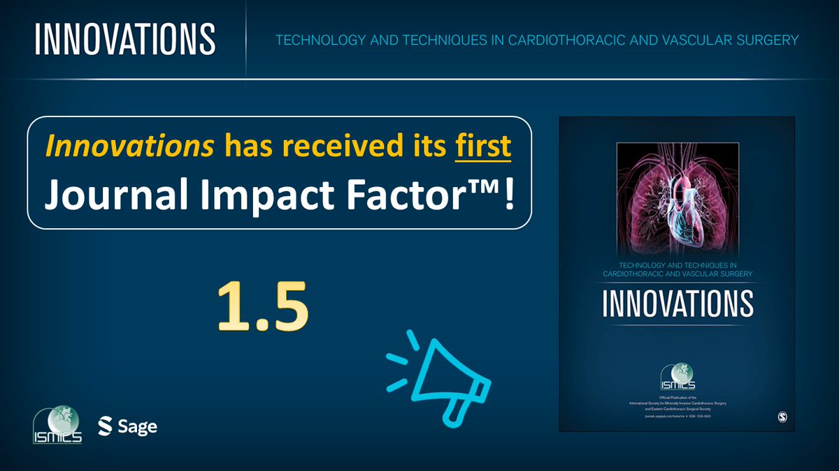 Innovations Journal (@innovationsjour) on Twitter photo 📣Exciting @ISMICS1997 <a href="/Innovationsjour/">Innovations Journal</a> news
1⃣st <a href="/ClarivateAG/">Clarivate for Academia & Government</a> Impact Factor of 1.5!
What a recognition! Best path to publish innovations in minimally invasive CT and vascular surgery
Editor @DrNivAD, Managing Editor <a href="/yeasaris/">Sari D. Holmes, PhD</a> thank our Editorial Board, Authors, and Reviewers! 📣Exciting @ISMICS1997 <a href="/Innovationsjour/">Innovations Journal</a> news
1⃣st <a href="/ClarivateAG/">Clarivate for Academia & Government</a> Impact Factor of 1.5!
What a recognition! Best path to publish innovations in minimally invasive CT and vascular surgery
Editor @DrNivAD, Managing Editor <a href="/yeasaris/">Sari D. Holmes, PhD</a> thank our Editorial Board, Authors, and Reviewers!