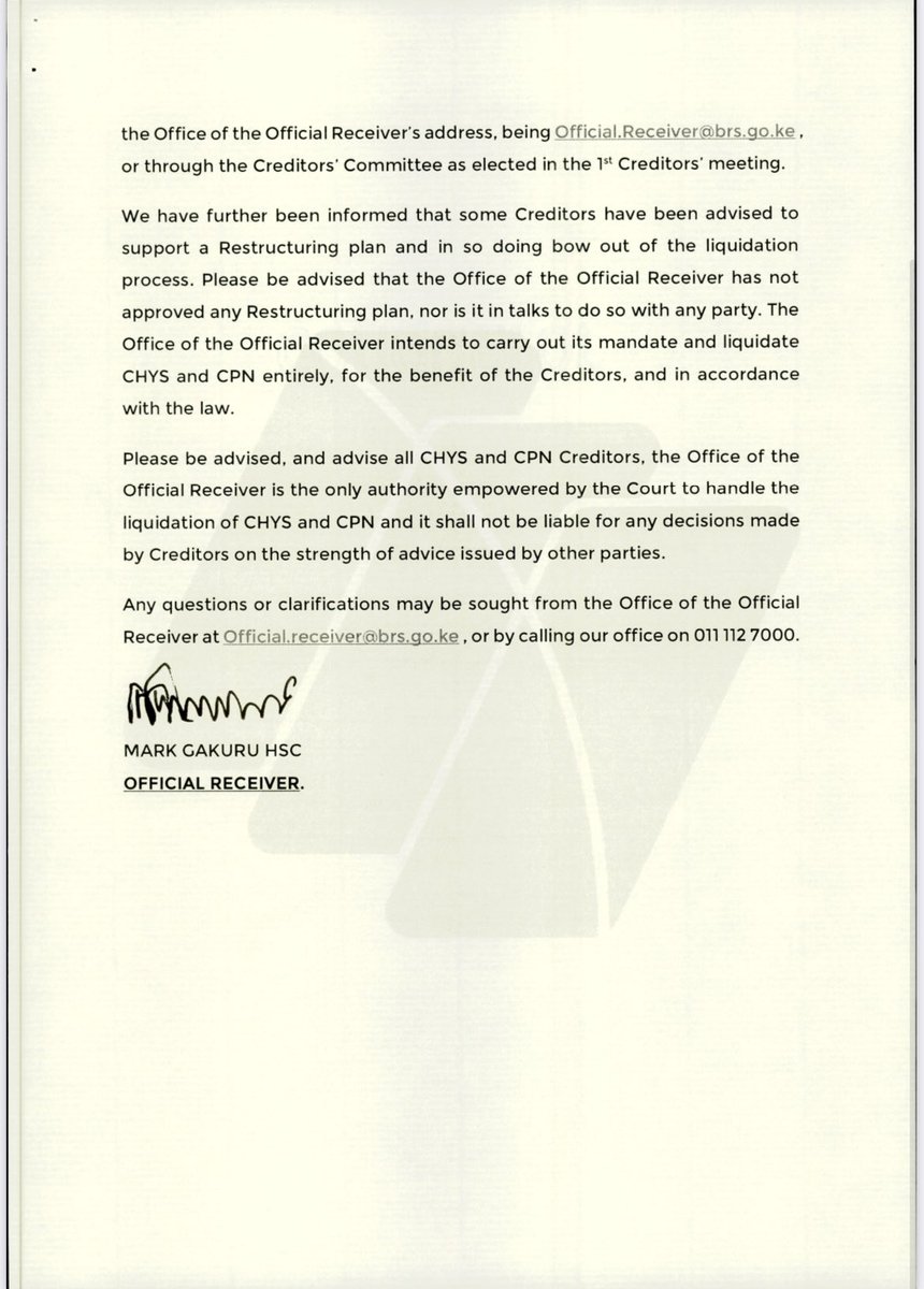 AlbertMutu21144's tweet photo. @MwangoCapital @ehdande @CytonnInvest you guys are interfering with the OR work. He even had to write this memo because you’re trying to confuse the process with your restructuring nonesense. You have my Sh. 70m+ and I won’t let you get away with it https://t.co/wTQ14SbKC7
