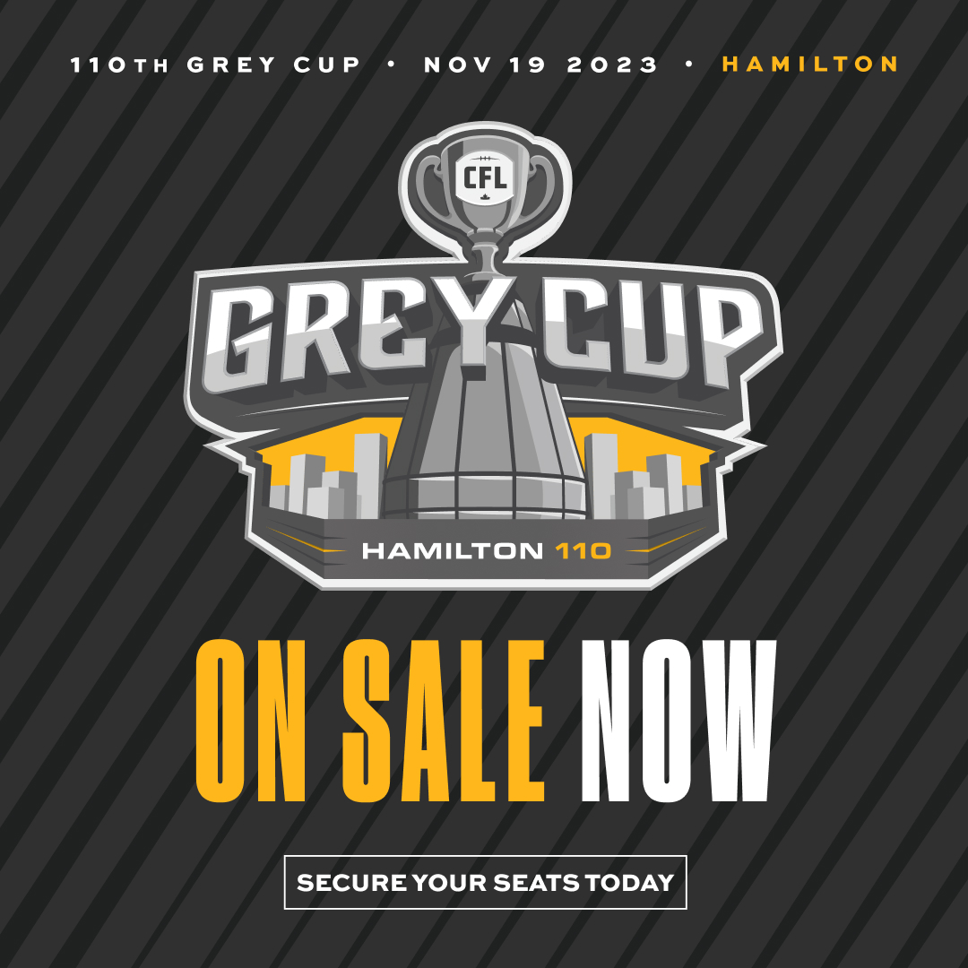 Ticats's tweet image. ON SALE NOW ‼️

Secure your seats for the 110th Grey Cup on Sunday, November 19th in #HamOnt 🍁🏆

🎟| bit.ly/110GCTix

#Ticats | #CFL