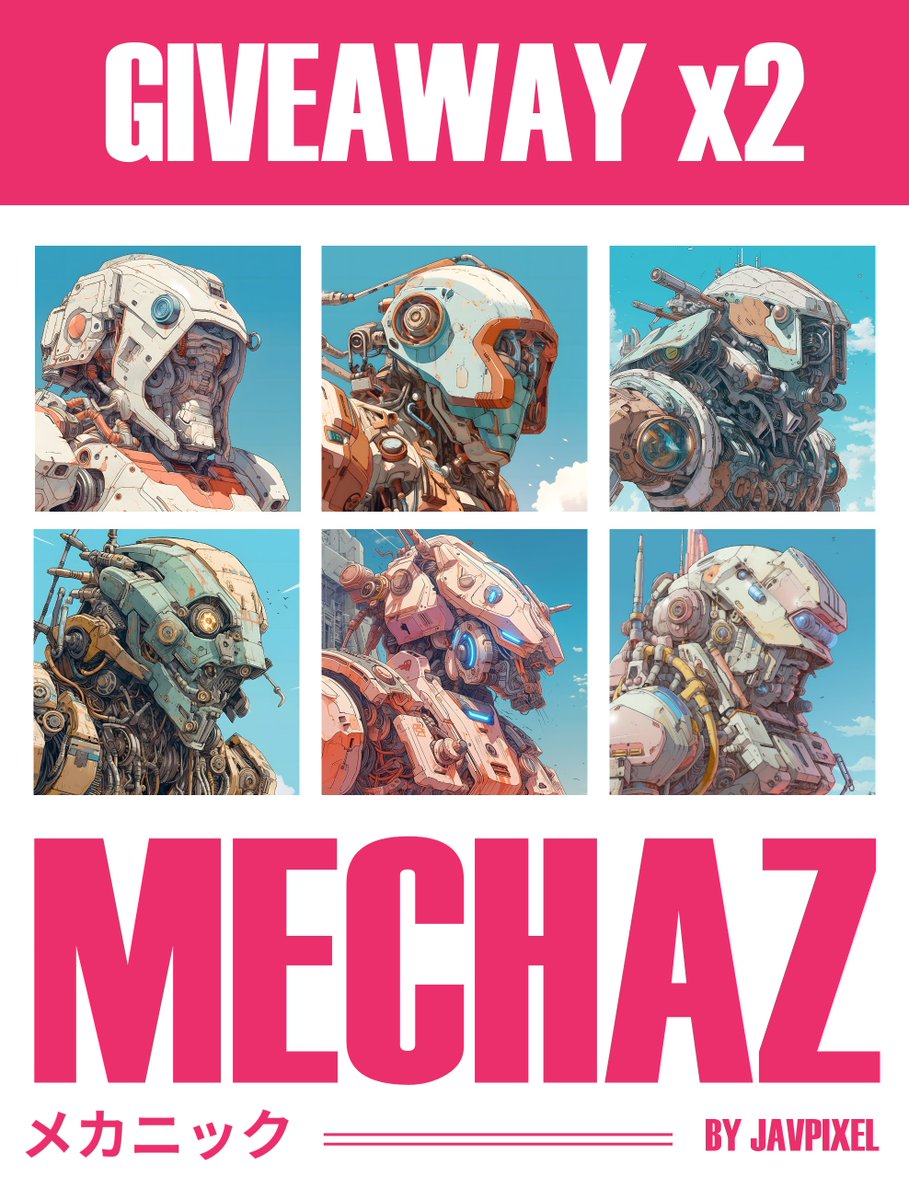 javpixel_art's tweet photo. MECHAZ GIVEAWAY x2

To celebrate the sold out I will be raffling 2x Mechaz  among the holders (current FP 0.05). 
100% random, winners in 24hs. 

To participate: 

1) RT this.
2) Comment with the wallet address where you have your Mechaz. https://t.co/Q4GwNkyZAB