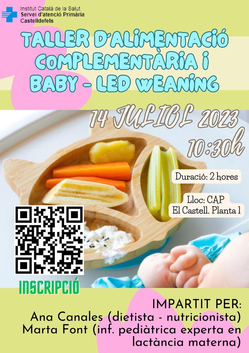 Taller d'alimentació complementària i  Baby-led weaning ( BLW). Totes les eines que necessites per començar l'alimentació complementària. #apmetrosud #apms #sapdelta #blw #alimentaciocomplementaria #castelldefels  <a href="/ics/">ICS</a> <a href="/AjCastelldefels/">Ajuntament de Castelldefels</a>  👶🥑🍓