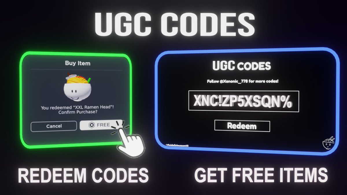 Xenonic_778 #SaveUGC 🫠 on X: Redeem codes to win free UGC Limiteds! 🛍  I'll be giving out codes at  and on Twitter, through  puzzles and giveaways 🔥 so follow me! 👉