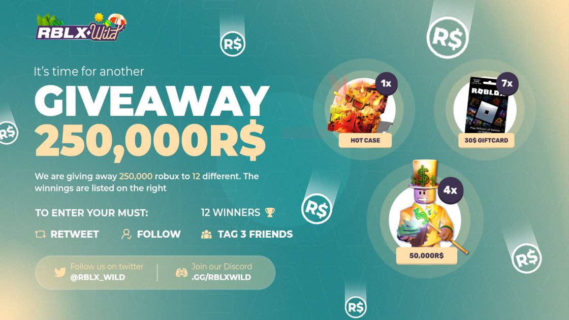 Its time for a huge giveaway 💰 Win the following 7x Roblox.com 30$ Gift Cards 4x 50,000R$ Robux 1x Hot Case There will be 12 winners Winners will be picked in 24h #robux #robuxgiveaway #roblox #robloxgiveaway