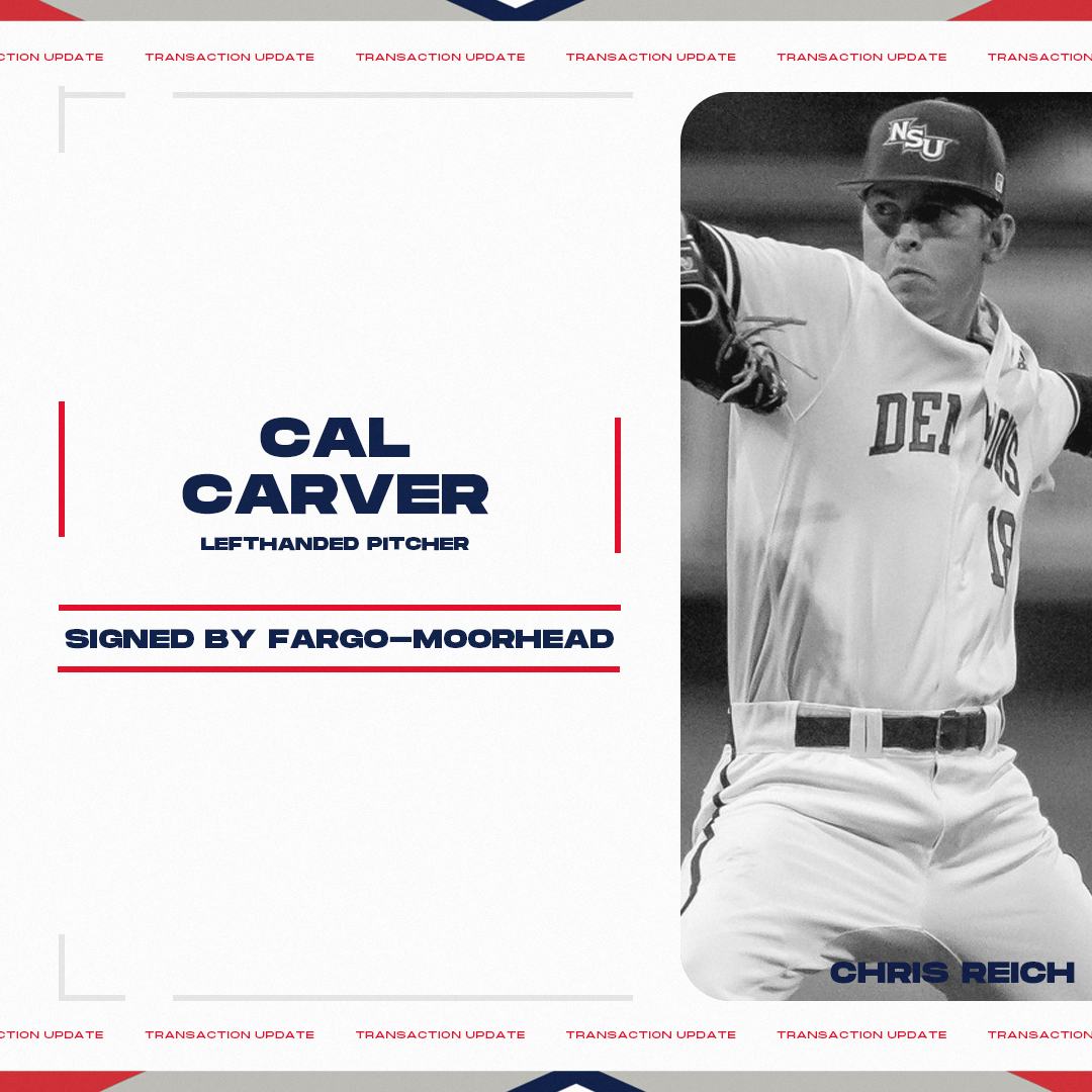 June 28 Transaction: <a href="/FMRedHawks/">Fargo-Moorhead RedHawks</a> signed LHP Cal Carver (<a href="/calcarver11_/">Cal</a>).

The @nsudemonsbsb alum is making his professional debut.

baseball.pointstreak.com/player.html?pl…