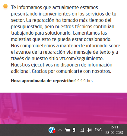 Alejo1309's tweet photo. @VTRsoporte casi 24 horas sin internet, los mismos ejecutivos me agendan y me cancelan visita técnica, no cumplen con las horas estimadas de resolución y no dan respuesta a nada.

@SERNAC https://t.co/IExOCIOmgL