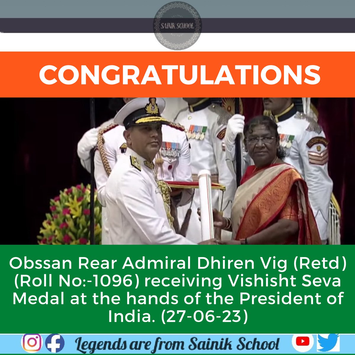 S_S_Legends's tweet photo. Congratulations sir.... #Sainikschool #alumni #balachadi https://t.co/e96QfM1U7A