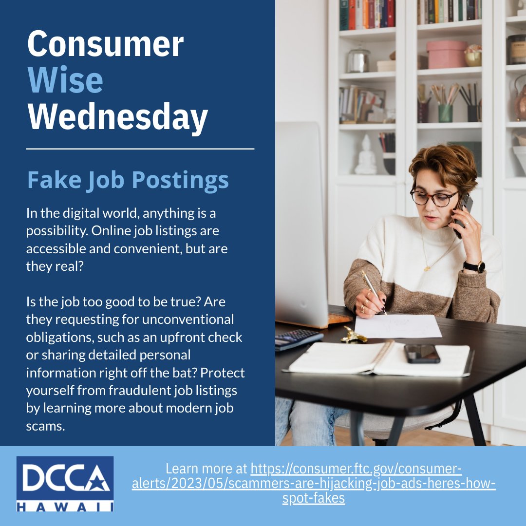 Be aware of fraudulent job scams by reading more on: consumer.ftc.gov/consumer-alert…
