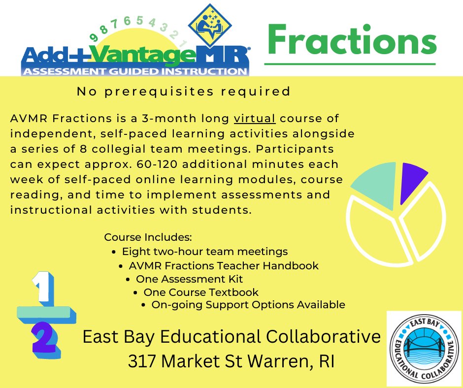 We have 3 Math Add+Vantage Fractions courses beginning in September. Click the link for dates, details, &amp; registration
#1 ebecri.libcal.com/calendar/ebec/…
#2 ebecri.libcal.com/calendar/ebec/…
#3 ebecri.libcal.com/calendar/ebec/…
