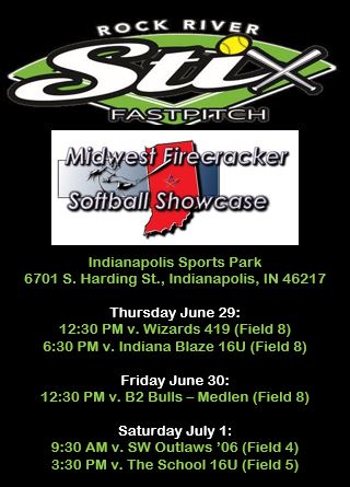 RRSBach's tweet photo. Come check us out at the Midwest Firecracker Softball Showcase at Indianapolis Sports Park
@tiannakostroski, @kt_brisk, @Samanth98395440, @Savannahoneal25, @ReeseKoepke, @falynkrahn, @kaylee2006jj,
#OneTeamAllIn https://t.co/J86HkvXwIS