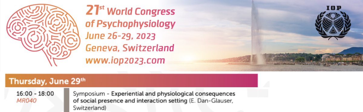 So happy to present a symposium at the World Congress of Psychophysiology in Geneva tomorrow.

We will be talking about psychophysiology in (or driven by) social settings and relationships!! So looking forward to it!!!