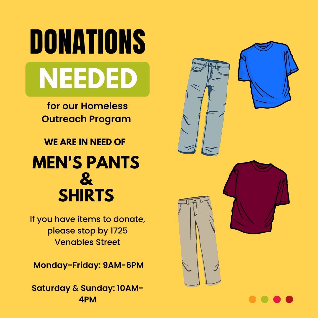 Our Homeless Outreach Program is seeking donations of men's pants and shirts. Gently used and/or new items can be dropped off at the Drop-In (1725 Venables S): Monday to Friday, 9AM-6PM, Saturday and Sunday, 10AM-4PM. Thank you in advance for your help! #vancity