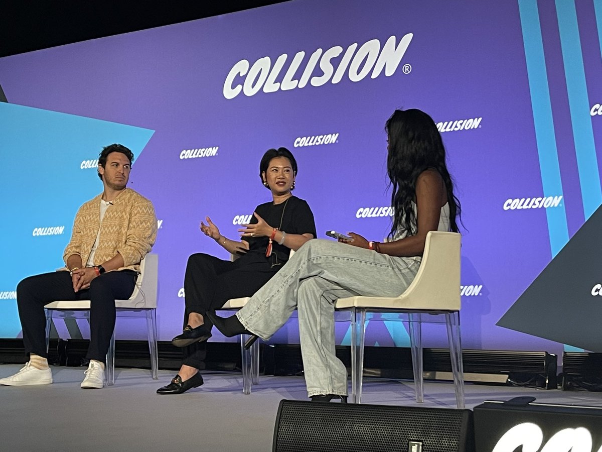 🫰 Really appreciated <a href="/pocketysun/">Pocket Sun 👩🏼‍🎤</a>  sharing the positive influence #GenZ has on emerging businesses by tearing down stigmas and elevating the importance of “fluency in journeys, feelings, boundaries, burnout, and shared vulnerabilities” <a href="/sogalventures/">SoGal Ventures</a> #CollisionConf <a href="/CollisionHQ/">Collision Conf</a>