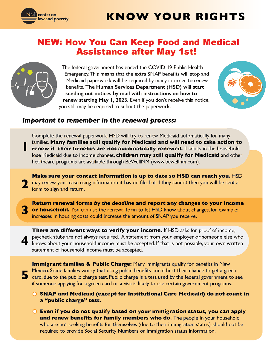 NMPovertyLaw's tweet photo. ℹ️ Important info for New Mexicans enrolled in Medicaid: 

Paperwork is now required to renew coverage. HSD started
sending out notices by mail w/ instructions on how to renew. Make sure your contact info is up to date on https://t.co/gYVZkjFSno. Learn more: https://t.co/dEJtSmGjbu