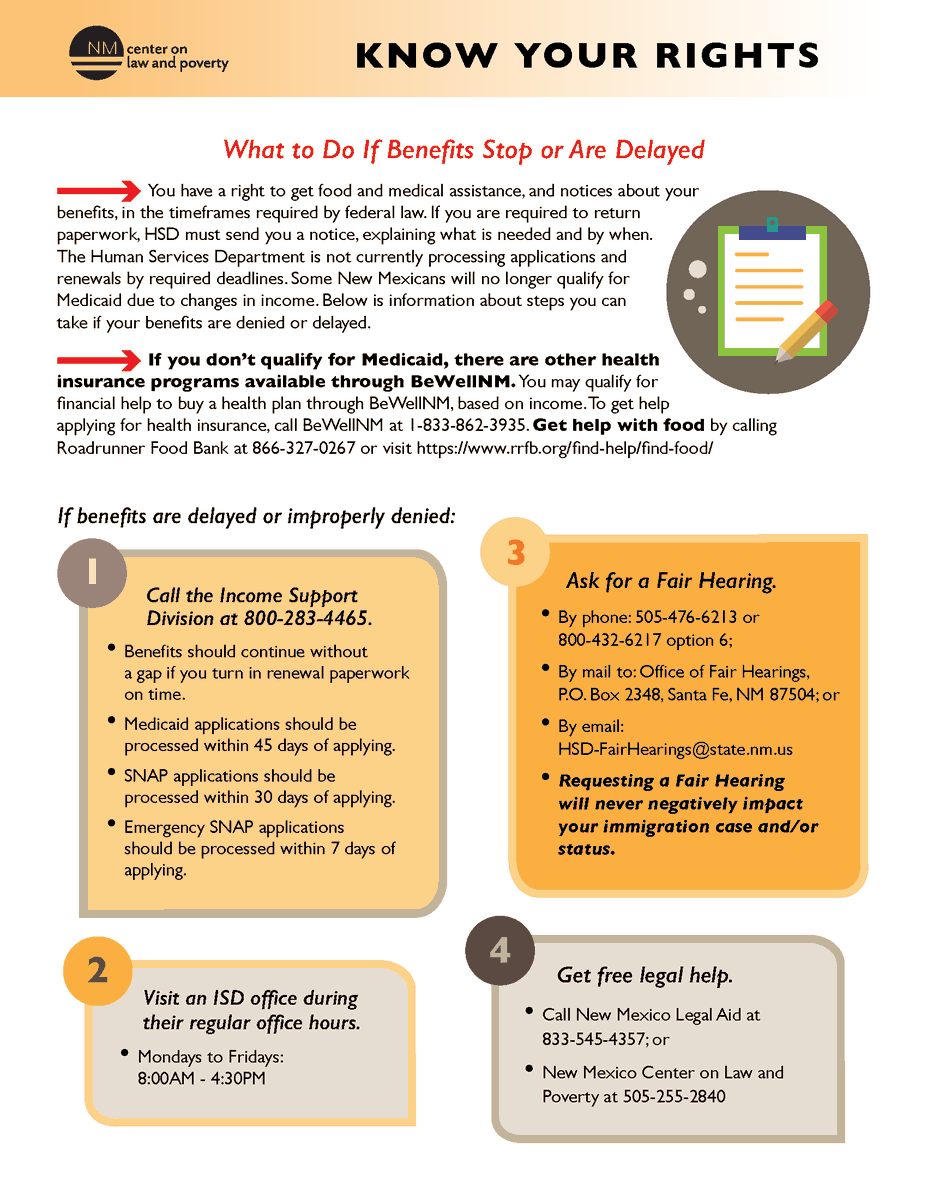 ℹ️ Important info for New Mexicans enrolled in Medicaid: 

Paperwork is now required to renew coverage. HSD started
sending out notices by mail w/ instructions on how to renew. Make sure your contact info is up to date on renew.hsd.nm.gov. Learn more: