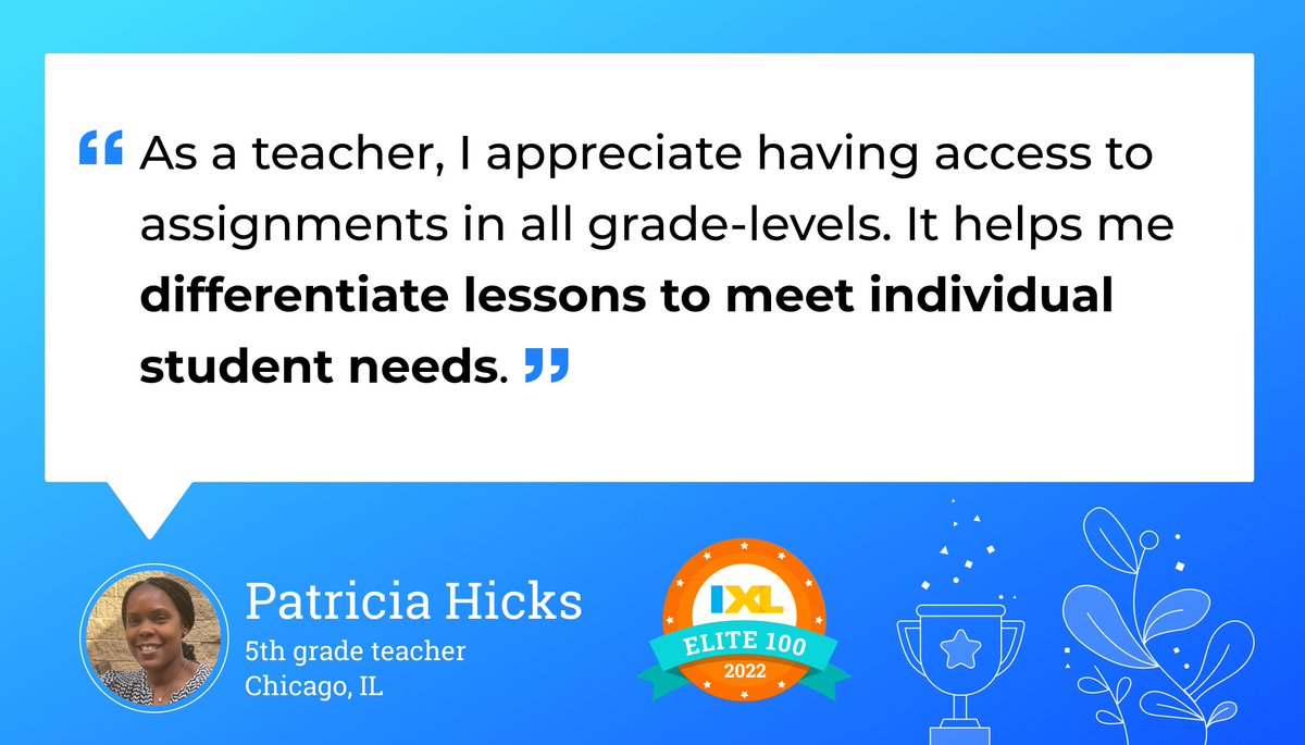 IXLLearning's tweet photo. IXL lets students work at their exact level, regardless of their grade. See how you can easily differentiate instruction: https://t.co/9sjf2dOd49 #IXLElite100 https://t.co/xbRC8ymFJm