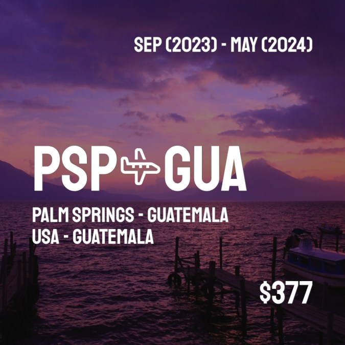 PSPCheapDeals's tweet image. ✈️ Palm Springs (PSP) to Guatemala (GUA) for only $377 (USD) roundtrip 💸
144 live dates on Adventure Machine. - get the app on iOS or Android