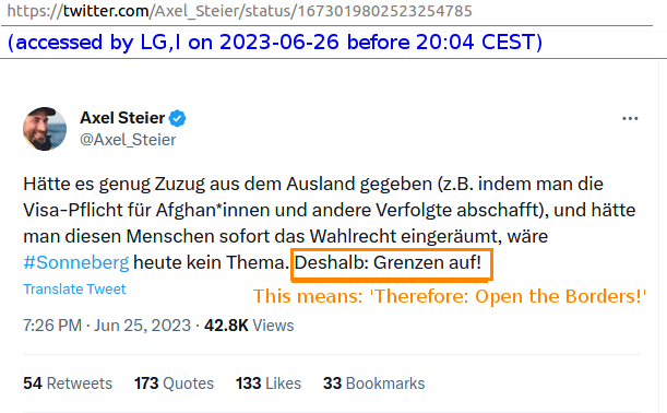 LGcommaI's tweet photo. Extremely relevant new context: activist #AxelSTEIER publicly admits to approving of an #EthnicVote. He implicitly calls for allowing any Afghan to live in Germany AND for instantly giving them voting-rights.
ARGUABLY, #Steier's tweet is 'racist' because he seems to be assuming
> https://t.co/NDSermSRJs
