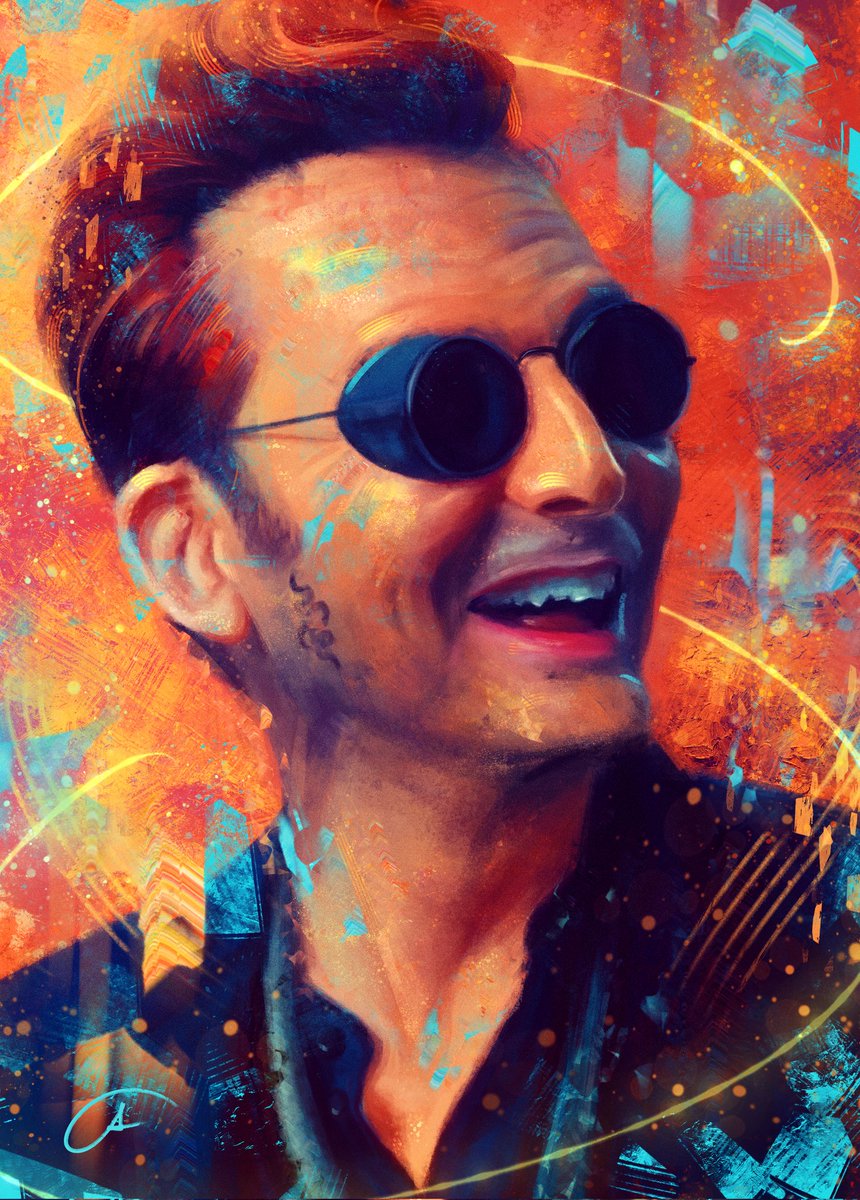 been busy with work stuff but managed to finish a happy snek 🐍 #GoodOmens2 #GoodOmens #davidtennant #GoodOmensFanArt #Crowley