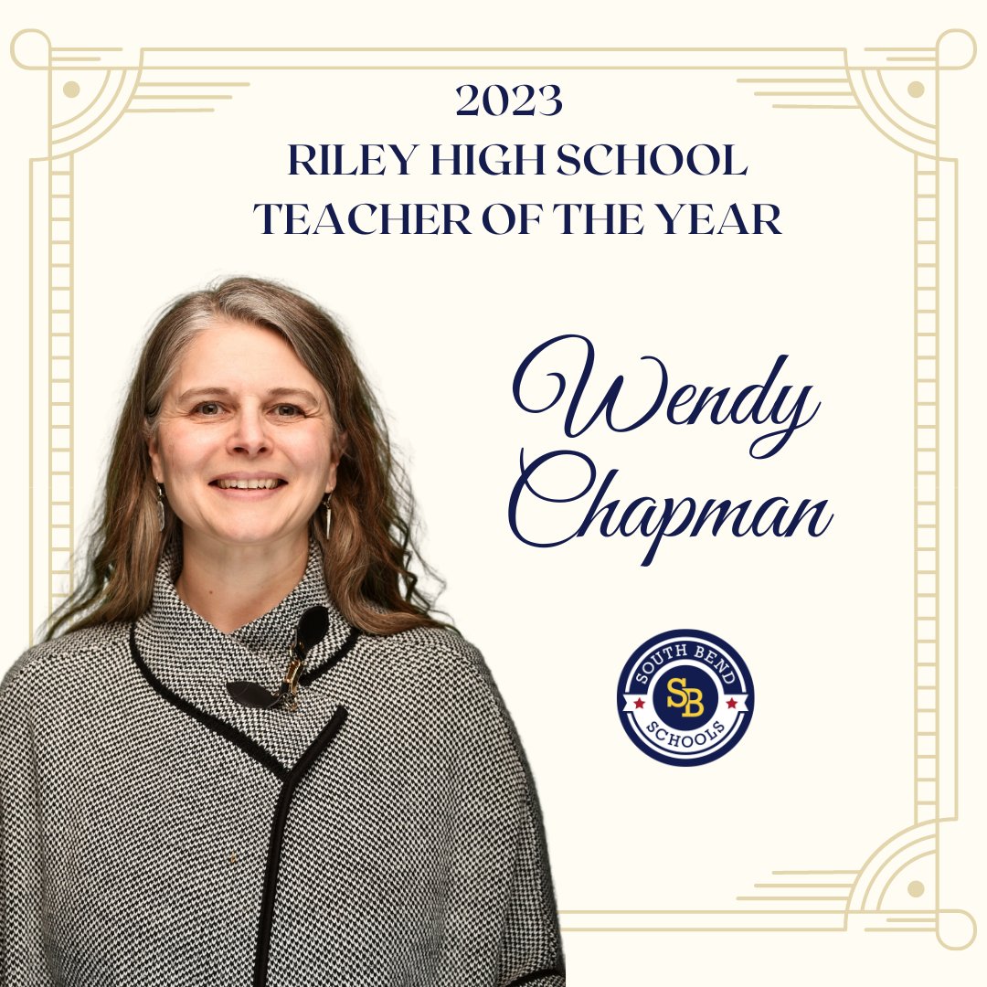 It's that time of the week again -- let's celebrate another one of our Teacher of the Year honorees, Wendy Chapman! Mrs. Chapman is in her third year teaching English at Riley High School. Congrats, Wendy! Thank you for your hard work and dedication to our students. 👏👏👏