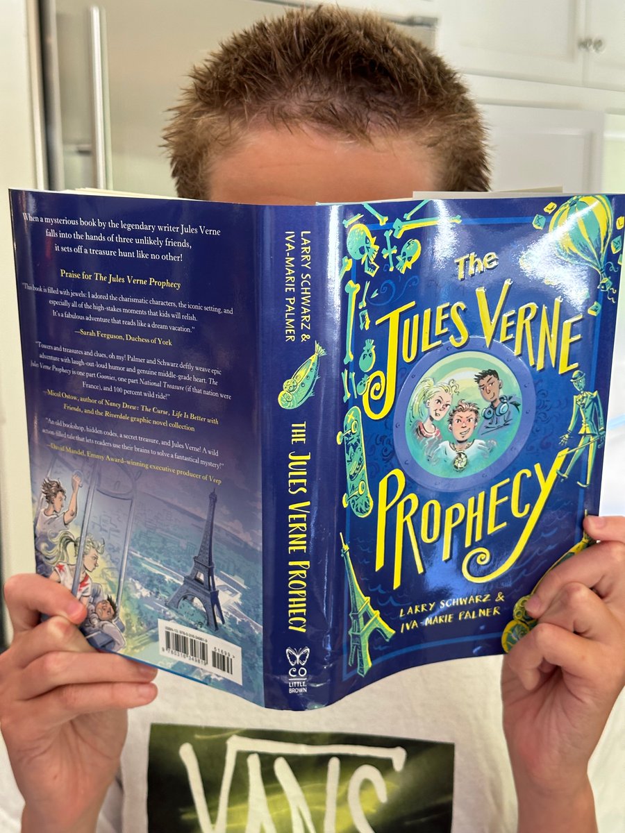 My best friend since we were 3 years old <a href="/ZoomSchwarz/">Larry Schwarz</a> just wrote an amazingly fun book #TheJulesVerneProphecy-- it's like the Da Vinci code meets the Mummy for Kids.  
My son (who refused to show his face) just devoured our advanced copy!
Get yours here: amazon.com/Jules-Verne-Pr…