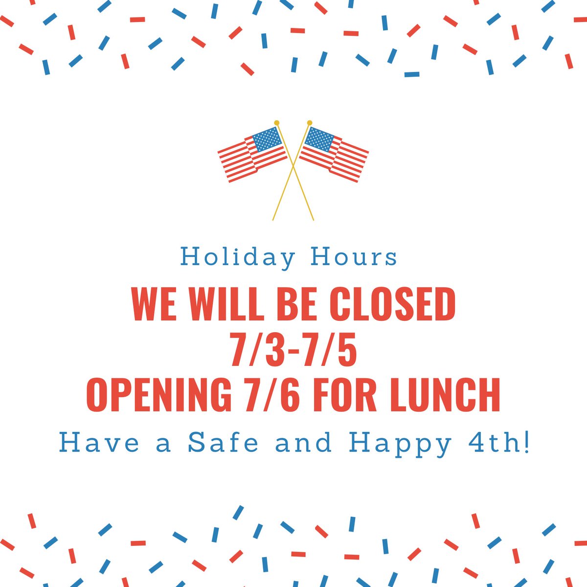 ShoppersCafe's tweet image. ☀️Taking a little break next week to relax with family &amp;amp; friends☀️

Normal hours through the weekend ✅

Then closed 7/3-7/5 🎆

Re-opening for lunch on 7/6 🎉

#Waltham #moodyst #shoppers #holidaybreak #4thofJuly