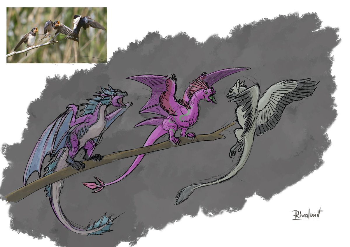 rivalmit's tweet photo. I did mention I'd maybe do another of these ^^ but less characters :)
Another mama taking care of hungry mouths!

#sketch #dragon https://t.co/57lUt5iiC1