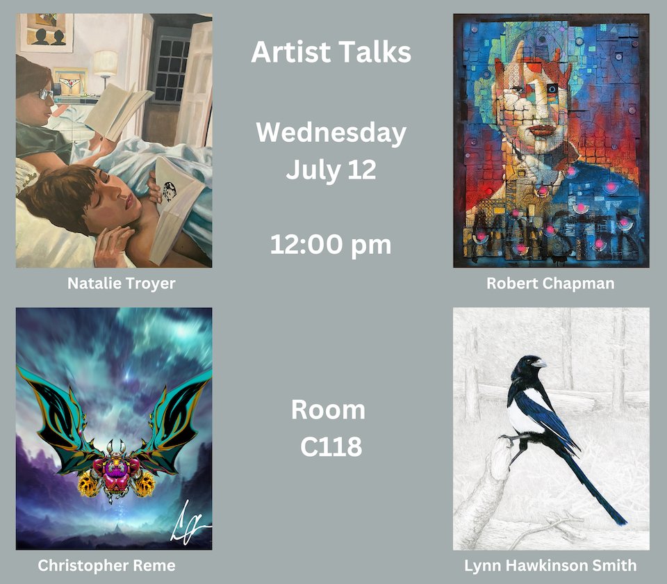 GiertzGallery's tweet photo. Join us Wednesday, July 12, at noon in room C118 for the first of two summer artist lectures. "Around the Block" participating artists Robert Chapman, Christopher Reme, Lynn Hawkinson Smith, and Natalie Troyer will discuss their work. Click here for more: https://t.co/rv1l4YuUaB https://t.co/p9xwrWB0Xn