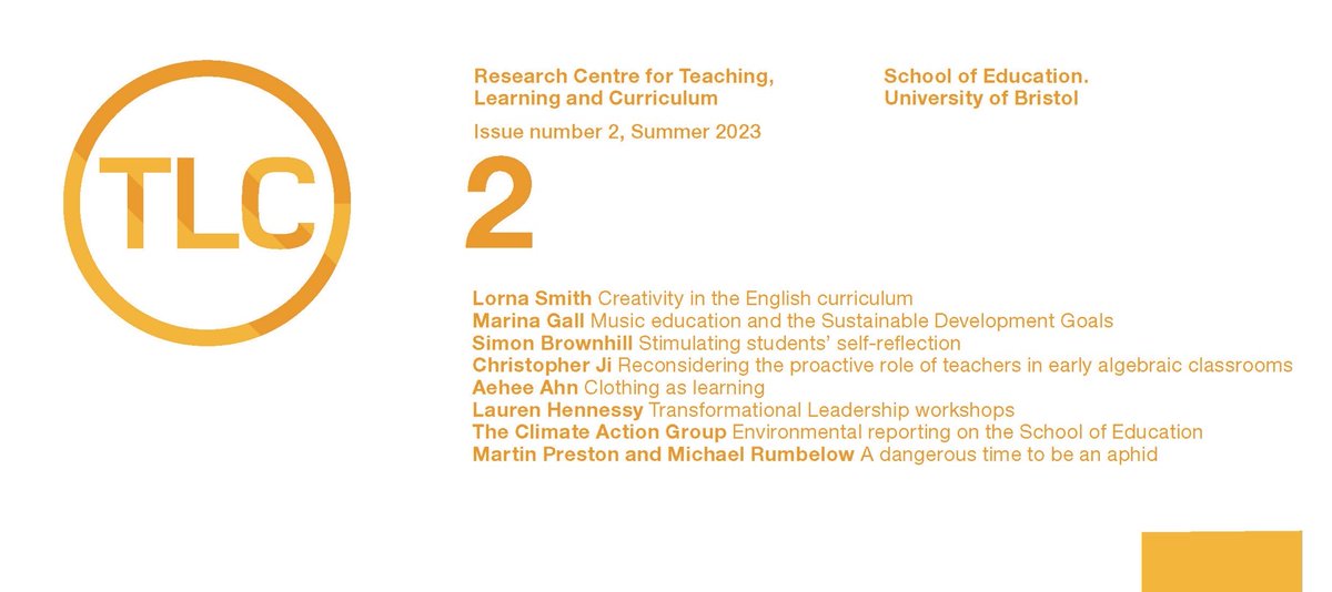 TLC (@tlc_bristol) on Twitter photo The new summer issue of TLC's pamphlet is out now, with articles on English, music, self-reflection, algebra, clothing, leadership, ladybirds and more.. In paper format around <a href="/SOEBristol/">School of Education | University of Bristol</a> and online: ctlc.blogs.bristol.ac.uk/files/2023/06/…
Issue 1 now online too: ctlc.blogs.bristol.ac.uk/files/2023/06/… The new summer issue of TLC's pamphlet is out now, with articles on English, music, self-reflection, algebra, clothing, leadership, ladybirds and more.. In paper format around <a href="/SOEBristol/">School of Education | University of Bristol</a> and online: ctlc.blogs.bristol.ac.uk/files/2023/06/…
Issue 1 now online too: ctlc.blogs.bristol.ac.uk/files/2023/06/…