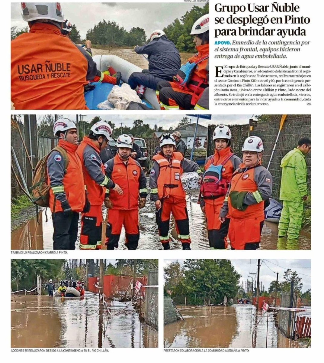 BomberosdeChile's tweet photo. 𝗣𝗥𝗘𝗡𝗦𝗔 | Grupo USAR Ñuble se desplegó en Pinto para brindar ayuda. https://t.co/Z5FI9cJ5Yy