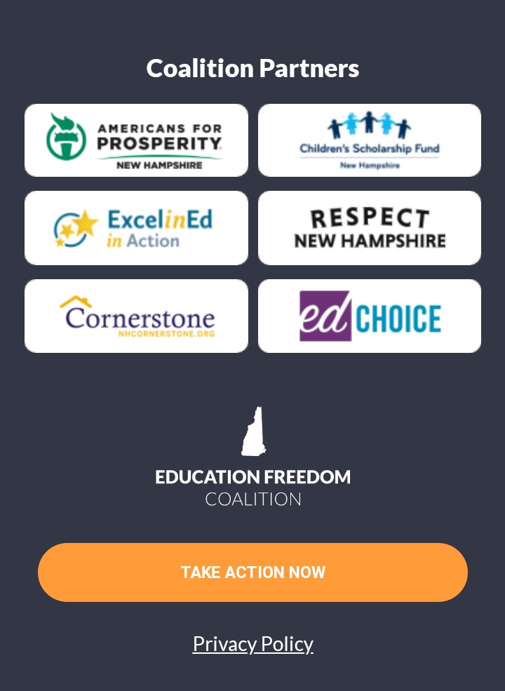 A reminder that Cornerstone is One of the groups behind a EFA voucher program ad on the NH dept of Ed homepage #NHPolitics #NHEd