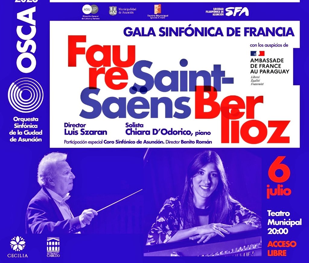 Se acerca el 14 de julio fiesta nacional de 🇨🇵. Para tener un "avant-goût" les invitamos a la Gala sinfónica de Francia el 6 de julio en el teatro municipal a las 20hs. Fauré, Saint-Saëns y  Berlioz sobre la dirección del Maestro <a href="/luisszaran/">Luis Szaran</a>. <a href="/francediplo_ES/">Francia Diplomacia 🇫🇷🇪🇺</a>