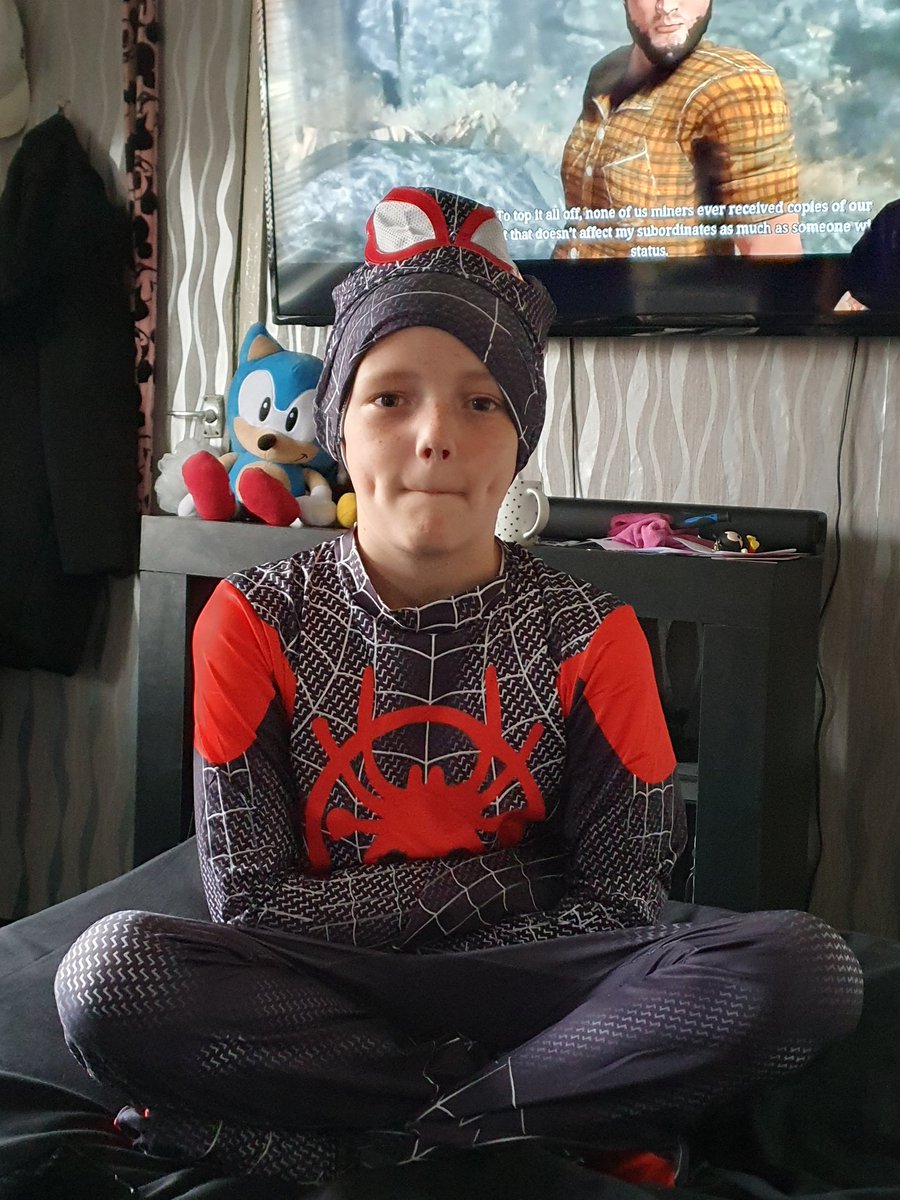 Sarahward2021's tweet photo. Wouldn't stop going on about spiderman didn't know there was a one called miles 🤣 https://t.co/sIx997g2xG