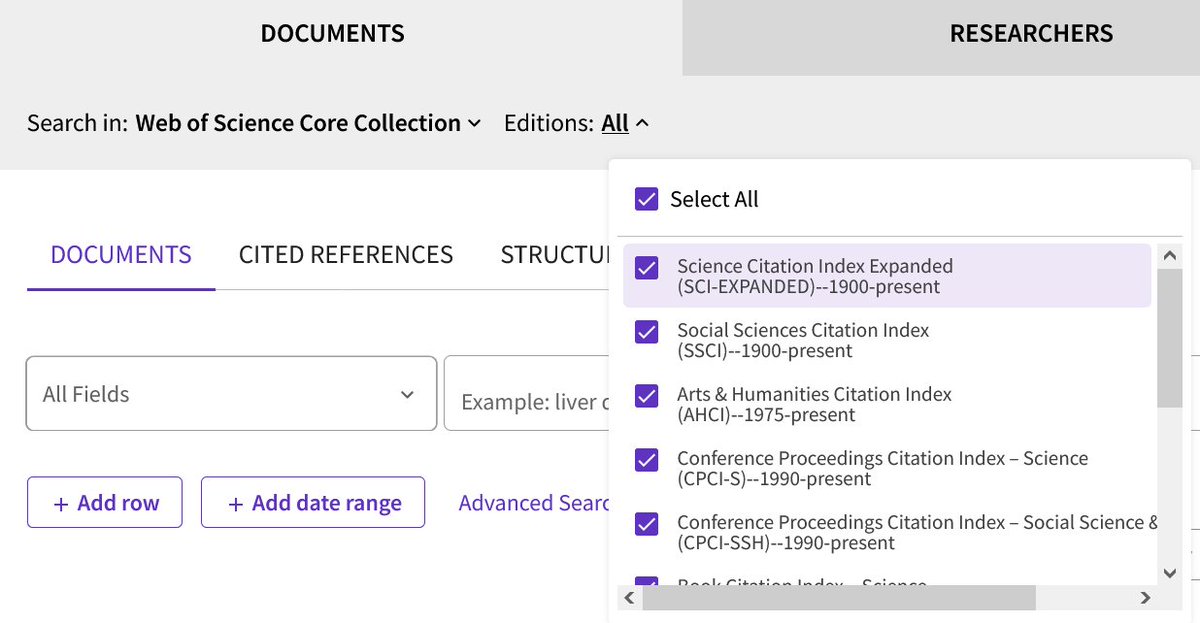 Did you know that Web of Science and Web of Science Core Collection are not databases? They are platforms! Access differs based on your institution's subscriptions. Be sure to check which databases you are searching, and report the names of the databases AND the platform.