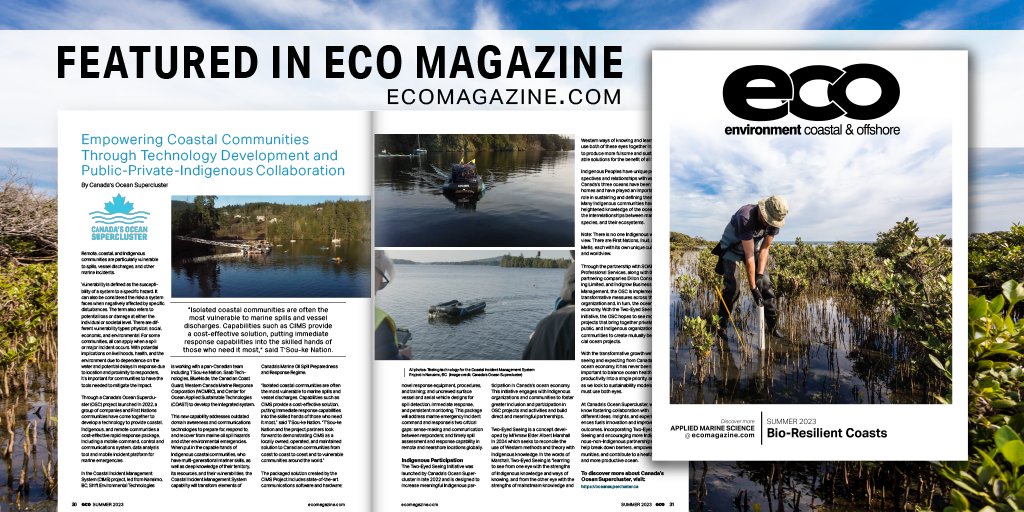 @CanadaOSC is collaborating with public, private, and Indigenous communities to develop the Coastal Incident Management System (CIMS) project. Read more about it in ECO’s latest: digital.ecomagazine.com/publication/?i…