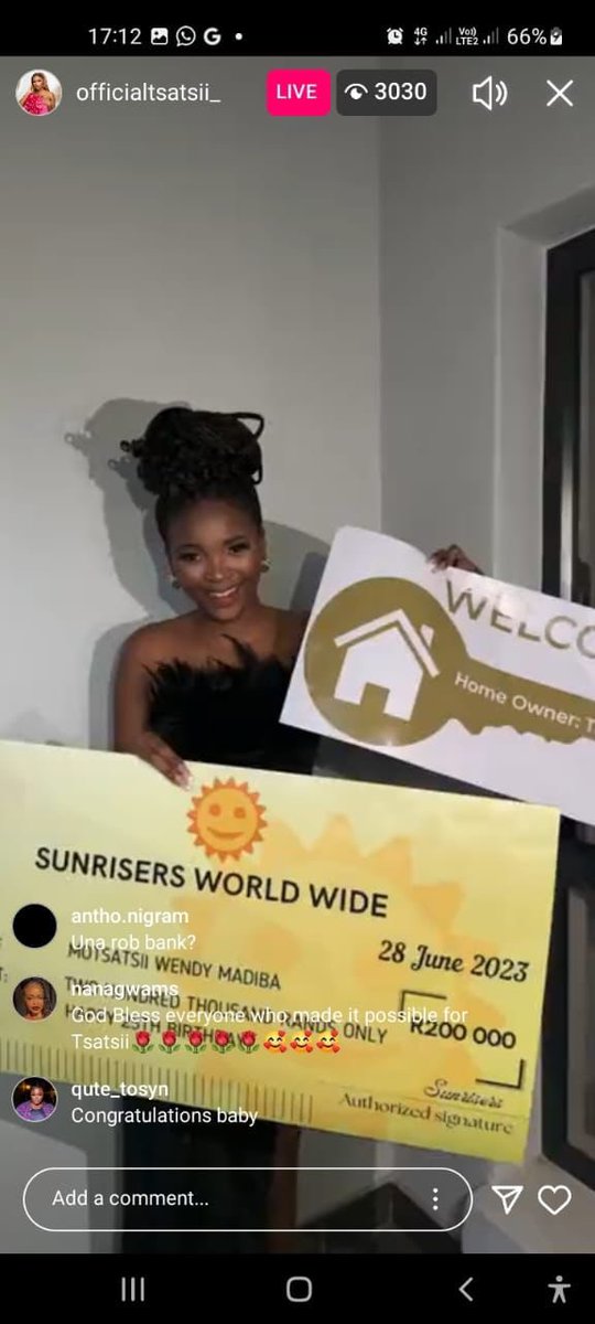 Tsatsii is now a homeowner and is R200K richer😍
HAPPY BIRTHDAY TSATSII 
OFFICIAL TSATSII DAY 
EL WENDY AT 25