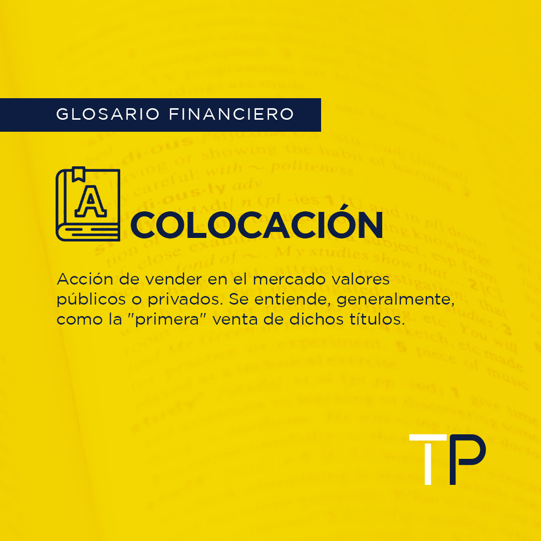 TradersProPy's tweet image. Aprendé un poco más del mundo financiero con la ayuda de nuestro Glosario. 🤓💵
✅ Esta semana, te invitamos a conocer sobre la Colocación.
#traders #traderspro #inversión #inversiones #términos #financieros