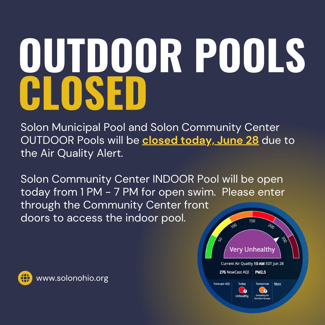 The City of Solon on Twitter "ATTENTION RESIDENTS AND COMMUNITY CENTER