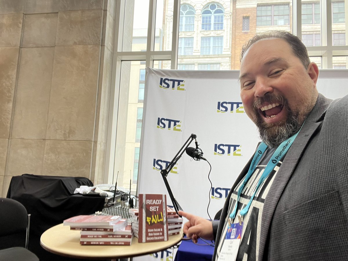 mrhooker's tweet photo. Selling the last copies of my book. #readysetfail at #Istelive podcast booth in front of Hall C! Trying to not bring these home with me!! Gone by 11:45. Come grab your copy NOW https://t.co/wEkhH0b0Ht