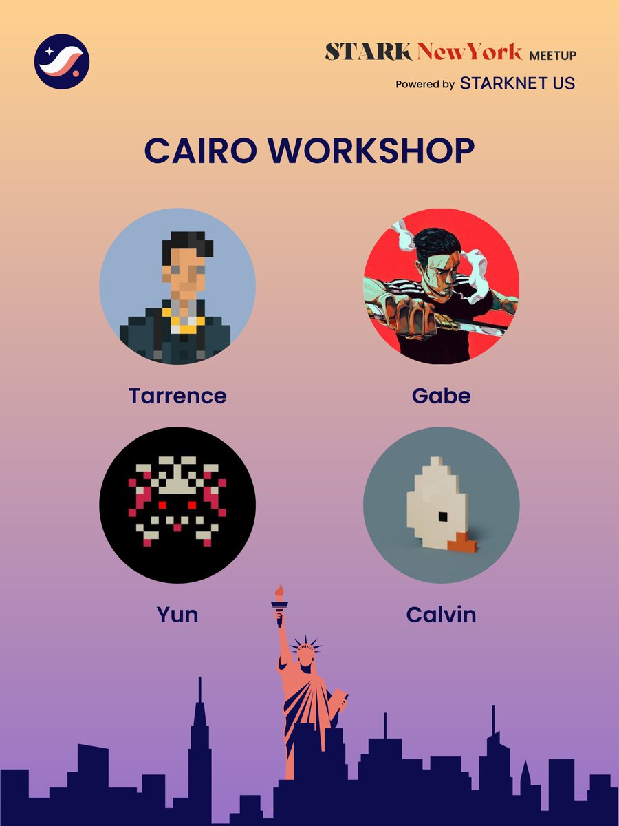starknetus's tweet photo. During #STARKNewYork Meetup today, we welcome four workshop leaders from @cartridge_gg: @tarrence, @gabe_rudich, @0xbroody, and @cs_eth. Get ready to be inspired! See you there!
#StarkNetUS https://t.co/SS6HgSDobC