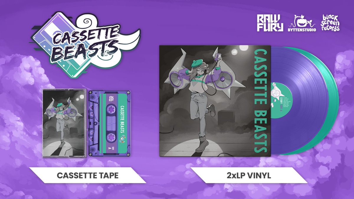 Let's get physical!
We've teamed up with @blackscreenrec for some awesome physical releases of the Cassette Beasts soundtrack on both cassette tape and a 2-disc vinyl! And what's more - they're available to pre-order TODAY!
🎶
Links below 👇