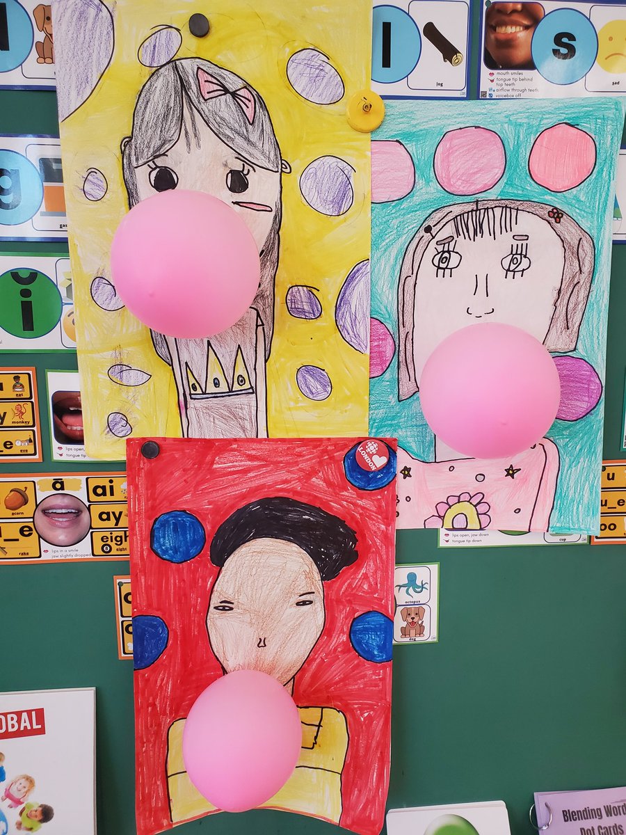 Bhulley3's tweet photo. Bubblegum self-portraits were a fun way for students to end the school year! @NorthbraeKnight @NorthbraeKnight #visualart #selfportrait #3dimensional #primarycare https://t.co/mb409DNe5Z