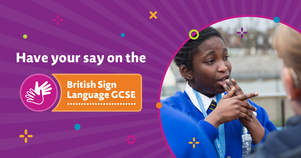 The Department of Education are seeking views on the proposed subject content for the #BritishSignLanguage GCSE, which is due to be rolled out to students across England late 2025.

Help shape the qualification by sharing your views👇 
bit.ly/3p2KE3r

#BSL #BSLGCSE