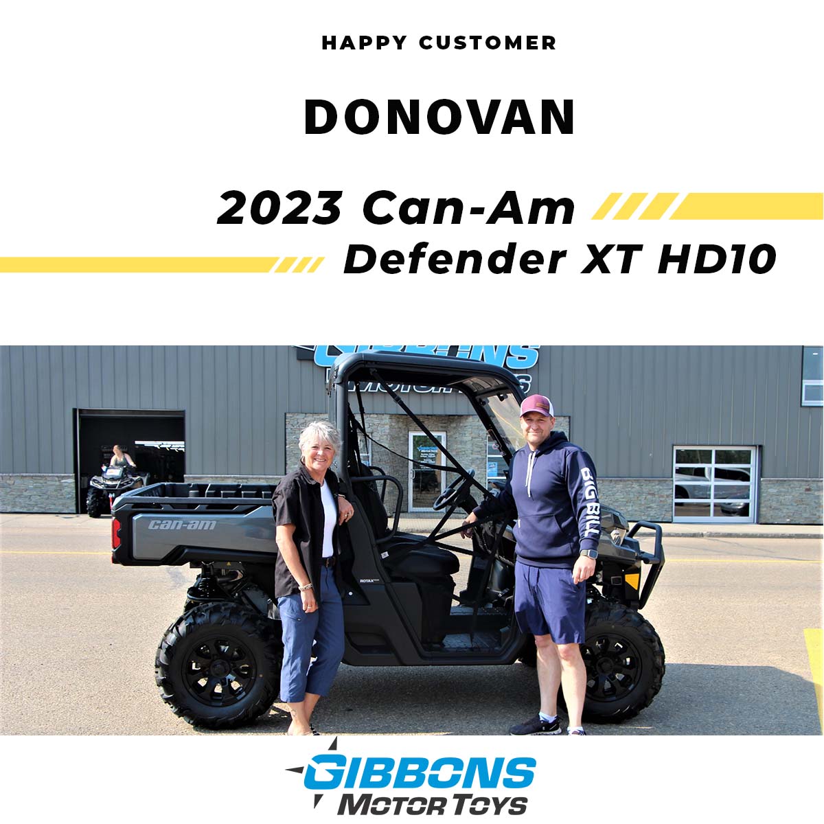GibbonsMotorToy's tweet photo. 📢 Exciting News! 🎉 Donovan is a Happy Customer after purchasing this 2023 Can-Am Defender XT HD10. 🚀 Standing alongside is Amy, our power motorsports specialist. https://t.co/1WnBSiF3LM